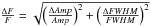 \hbox{$\frac{\Delta F}{F} = \sqrt{\left(\frac{\Delta Amp}{Amp}\right)^2 + \left(\frac{\Delta FWHM}{FWHM}\right)^2}$}