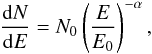 \appendix \setcounter{section}{1} \begin{equation} \frac{{\rm d}N}{{\rm d}E} =N_0 \left(\frac{E}{E_0}\right)^{-\alpha} , \end{equation}