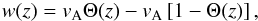 \begin{eqnarray} w(z)=v_{\rm A}\Theta(z)-v_{\rm A}\left[1 - \Theta(z) \right], \end{eqnarray}