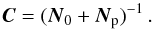 \begin{eqnarray} \vec{C} = (\vec{N}_0 + \vec{N}_{\rm p})^{-1} \, . \label{eq:posteriorC} \end{eqnarray}