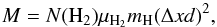 \begin{equation} \label{eq:CD_to_mass} M = N({\rm H_2}) \mu_{\rm H_2} m_{\rm H} (\Delta x d)^2 , \end{equation}