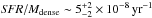 \hbox{${\it SFR}/M_{\rm dense} \sim 5^{+2}_{-2} \times 10^{-8}\, {\rm yr}^{-1}$}