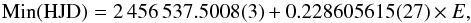 \begin{equation} {\rm Min}({\rm HJD}) = 2\,456\,537.5008(3) + 0.228605615(27) \times E , \end{equation}