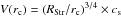 \hbox{$V(r_{\rm c}) = { \left({R_{\rm Str}/{r_{\rm c}}}\right)^{3/4} } \times {c_{\rm s}}$}