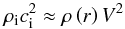 \appendix \setcounter{section}{1} \begin{equation} \label{RH} \rho_{\rm i} c_{\rm i}^2 \approx \rho\left( r \right) V^2 \end{equation}