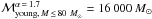 \hbox{$\mathcal{M}_{{\rm young},\, M\,\leq\,80~M_\odot}^{\alpha\,=\,1.7} = 16\,000\, M_\odot$}