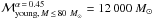 \hbox{$\mathcal{M}_{{\rm young},\, M\,\leq\,80~M_\odot}^{\alpha\,=\,0.45} = 12\,000~M_\odot$}