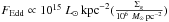 \hbox{$F_{\rm Edd} \propto 10^{15}~L_{\odot}\,{\rm kpc}^{-2} ({\Sigma_{g} \over {10^6~M_{\odot}\,{\rm pc}^{-2}}})$}