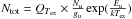 \hbox{$N_{\rm{tot}}=Q_{\rm{{\it T}_{\rm ex}}}\times\frac{N_{\rm u}}{g_{\rm u}}\exp(\frac{E_{\rm u}}{k{\rm{{\it T}_{\rm ex}}}})$}