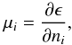 \begin{equation} \mu_i = {\partial \rmcore \over \partial \rnum_i} , \end{equation}