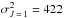 \hbox{$\sigma^2_{J\,=\,1} =422$}