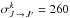 \hbox{$\sigma^k_{J\,\to\,J'}=260$}