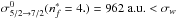 \hbox{$\sigma^0_{5/2 \to 7/2} (n^{*}_{f}=4.) =962~\textrm{a.u.} < \sigma_w$}