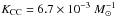 \hbox{$K_{\rm CC}=6.7\times 10^{-3}~{M}_{\odot}^{-1}$}