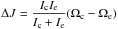 \hbox{$\Delta J = \dfrac{I_{\rm c}I_{\rm e}}{I_{\rm c}+I_{\rm e}} (\Omega_{\rm c}-\Omega_{\rm e})$}
