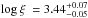 \hbox{$\logxi\ = 3.44^{+0.07}_{-0.05}$}