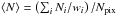 \hbox{$\left\langle N\right\rangle =\left(\sum_{i}N_{i}/w_{i}\right)/N_{\rm pix}$}
