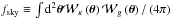 \hbox{$f_{\rm sky}\equiv\intop {\rm d}^{2}\boldsymbol{\theta} \mathcal{W} _{\kappa} \left(\boldsymbol{\theta}\right) \mathcal{W}_{g}\left(\boldsymbol{\theta}\right)/\left(4\pi\right)$}