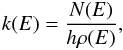 \begin{eqnarray} \label{eq1} k(E)=\frac{N(E)}{h\rho(E)} , \end{eqnarray}
