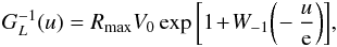 \appendix \setcounter{section}{5} \begin{equation} G_{L}^{-1} (u) = R_{\rm max} V_{0} \exp \bigg[ 1 \!+\! W_{-1} \bigg(\! - \frac{u}{\text{e}} \bigg) \bigg] , \label{inverse_cumulative_g_Lstar} \end{equation}