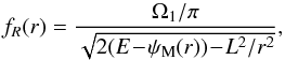 \appendix \setcounter{section}{5} \begin{equation} f_{R} (r) = \frac{\Omega_{1} / \pi}{\sqrt{2 (E \!-\! \psi_{\rm M} (r)) \!-\! L^{2} / r^{2}}} , \label{definition_pr_sampling} \end{equation}