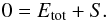 \begin{eqnarray} \label{E:Virial} 0 = E_{\rm{tot}} + S . \end{eqnarray}