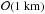 \hbox{$\mathcal{O}(1 \text{~km})$}