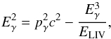 \begin{equation} E_{\gamma}^2=p_{\gamma}^2c^2 - \frac{E_{\gamma}^3}{E_{\rm LIV}} \label{dispersion} , \end{equation}