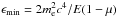 \hbox{$\epsilon _{\rm min}=2m_{\rm e}^2c^4/E(1-\mu)$}