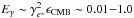 \hbox{$E_{\gamma}\sim\gamma_{e^{\pm}}^{2}\epsilon_{\rm CMB}\sim0.01{-}1.0$}