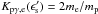\hbox{$K_{\rm p\gamma,e}(\epsilon'_{\rm s})=2m_{\rm e}/m_{\rm p}$}