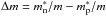 \hbox{$\Delta m= m^*_{\rm n}/m- m^*_{\rm p}/m$}