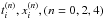 \hbox{$t^{(n)}_{i}, x^{(n)}_{i}, (n=0,2,4)$}