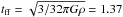 \hbox{$t_{\rm ff} = \sqrt{3/32 \pi G \rho} = 1.37$}