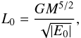 \begin{eqnarray} L_0= \frac{GM^{5/2} } {\sqrt{|E_0|}} \label{normalisation of L} , \end{eqnarray}