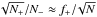 \hbox{$\sqrt{N_+}/N_- \approx f_+/\!\sqrt{N}$}