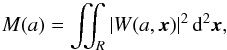 \begin{equation} M(a) = \iint_R |W(a,\vec x)|^2 \,\dd^2 \vec x , \label{w_spec_1} \end{equation}