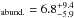 \hbox{$_{\rm abund.} =6.8_{-5.9}^{+9.4}$}