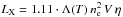 \hbox{$L_{\rm X}=1.11\cdot \Lambda(T)\,n^2_{\rm e}\,V\,\eta$}