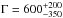 \hbox{$\Gamma = 600 ^{+200}_{-350}$}
