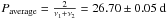 \hbox{$P_{\rm average} = \frac{2}{\nu_1 + \nu_2} = 26.70 \pm 0.05~{\rm d}$}