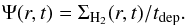 \begin{eqnarray} \Psi(r,t)=\Sigma_{\rm{H_2}}(r,t)/t_{\rm dep}. \label{eq:h2sfr} \end{eqnarray}