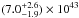 \hbox{$(7.0_{-1.9 }^{+2.6 })\times 10^{43}$}
