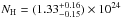 \hbox{$N_{\rm H} = (1.33_{-0.15}^{+0.16}) \times 10^{24}$}