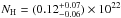 \hbox{$N_{\rm H}=(0.12^{+0.07}_{-0.06})\times 10^{22}$}