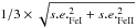 \hbox{$1/3 \times \sqrt{s.e.^{2}_{\rm FeI}+s.e.^{2}_{\rm FeII}}$}