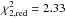 \hbox{$\chi^2_\mathrm{2,red}=2.33$}