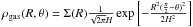 \hbox{$\rho_\mathrm{gas}(R,\theta) = \Sigma(R) \frac{1}{\sqrt{2\pi}H} \exp\left[ -\frac{R^2(\frac\pi2-\theta)^2}{2H^2} \right]$}
