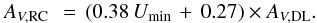 \begin{equation} \mRCAv\ \,= \, ( \renCA \,\Umin \,+\,\renCB) \times \mDLAv. \label{ren2} \end{equation}