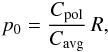 \begin{eqnarray} \label{eq:intrinsic_pol} p_{0}=\frac{C_{\rm pol}}{C_{\rm avg}}\, R, \end{eqnarray}